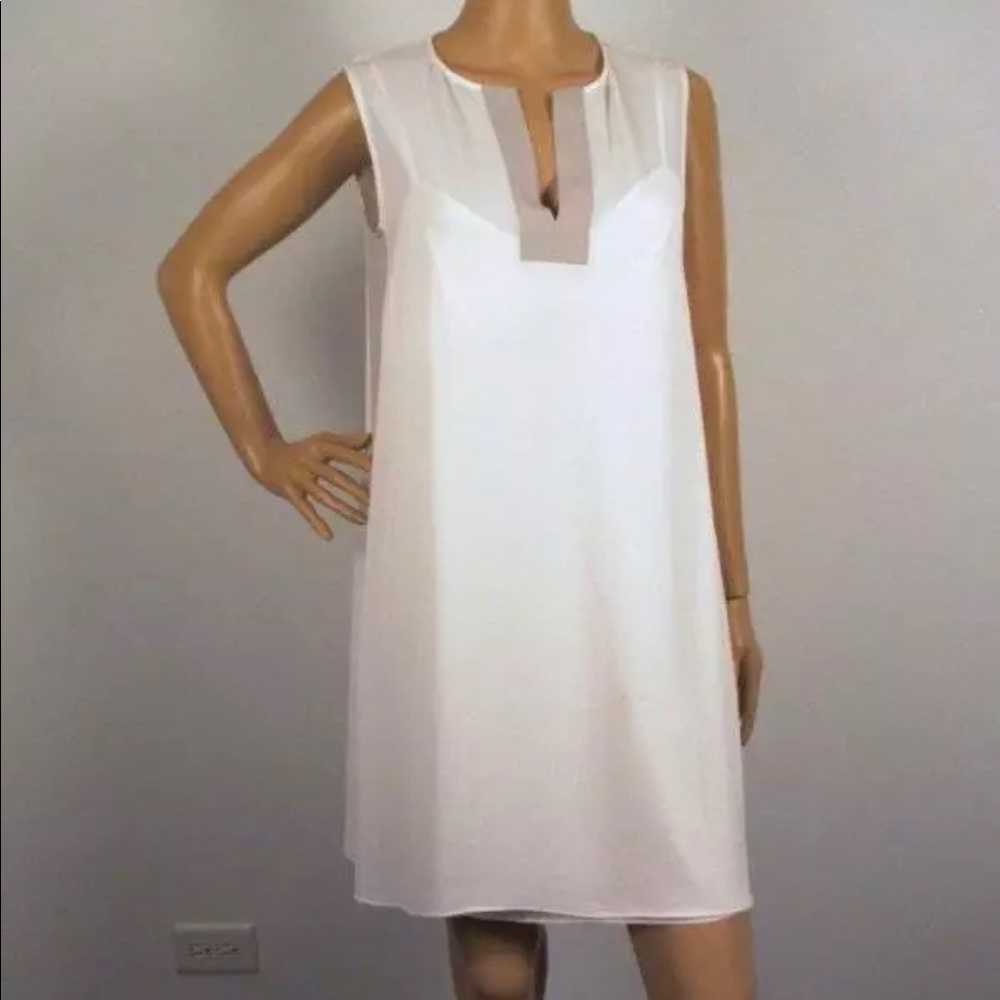 BCBG White Color Block Sleeveless Tunic Dress
